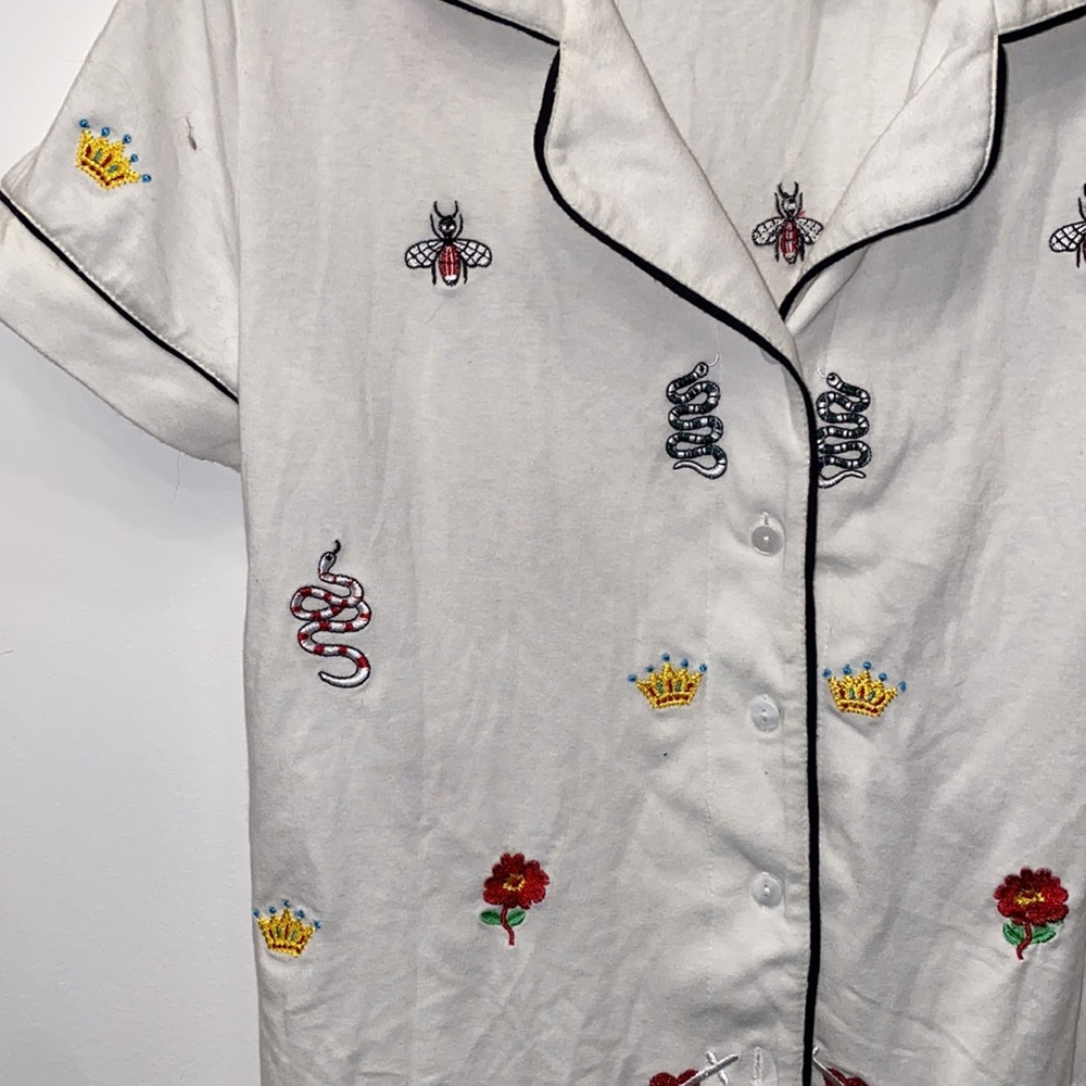 Pajama Set - Matching Shorts And Button Down Shor… - image 4